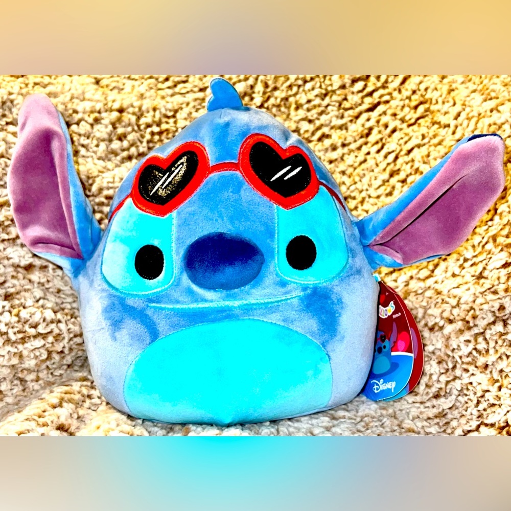 NWT Disneys Stitch Squishmallow 8" Valentine's Day with Heart Glasses